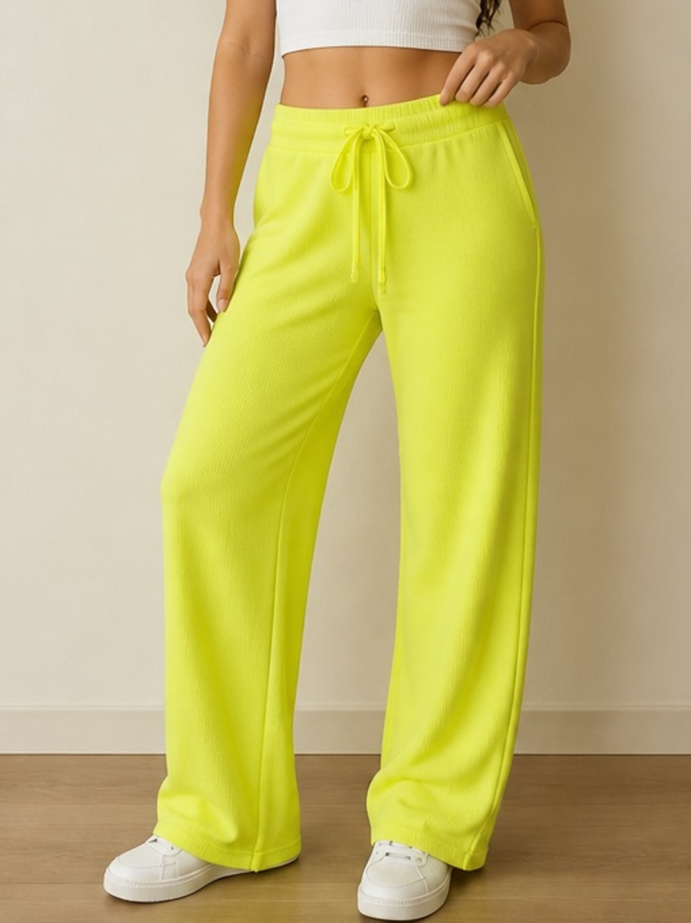 Hard Tail Neon Yellow Wide Leg Sweatpants Size S Y2K Lounge